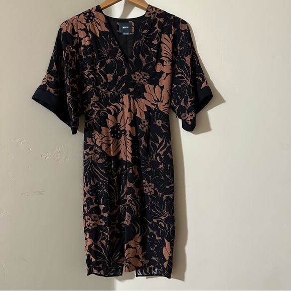 NEW Anthropologie Maeve Mirabilis Batwing Kimono Sleeve Knee Length Dress Brown - Picture 4 of 10